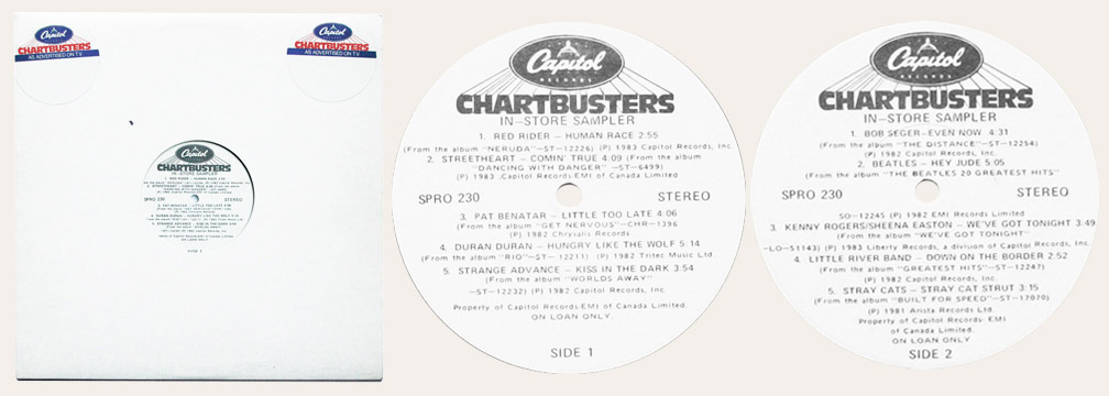 Chartbusters 1986 Canadian LP